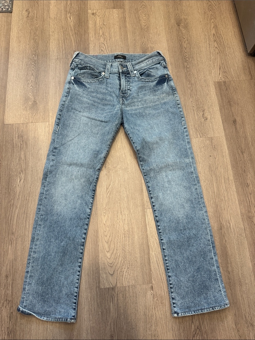 True Religion Men’s Bootcut Jeans in Light Blue Wash